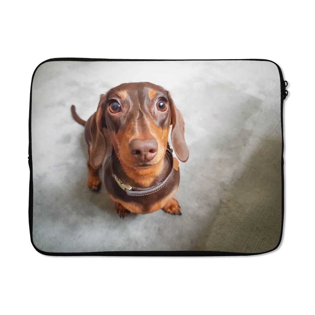 MuchoWow Laptop Hülle 15 Zoll Nahaufnahme des Kopfes eines Dackels Laptoptasche - Laptoptasche - Sleeve - Rundum-Schutz
