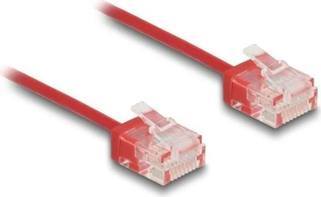 Cavo Ethernet Rosso 2m Cat.6 Ultra Slim RJ45 - Connettore Corto Top
