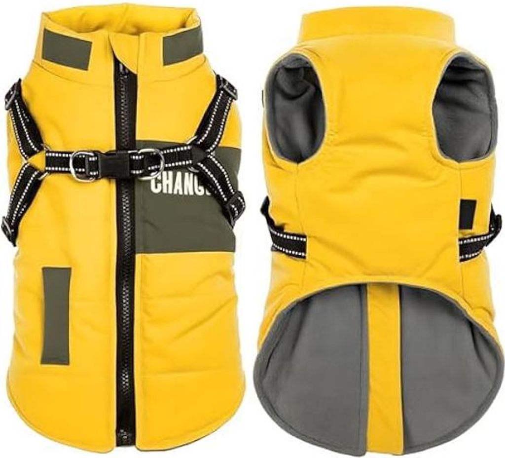 Hunde Winterjacken,Warme Hundemäntel Reflektierend Hundekleidung wasserdichte Welpenweste für kaltes Wetter mit Hundegeschirr für kleine mittelg...