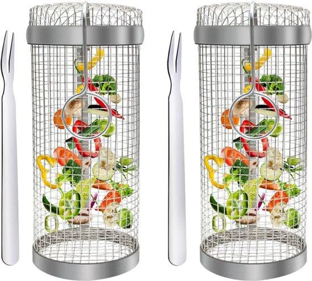 Panier grillade anti-chute en inox pour cuire légumes sans effort