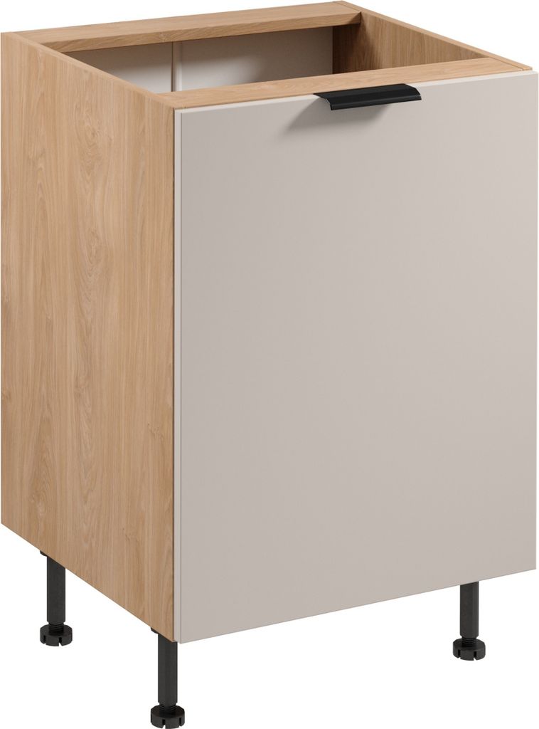 Küchenunterschrank 60 cm ohne Arbeitsplatte Küchenschrank, Sorento D60 Beige/Sonoma Eiche
