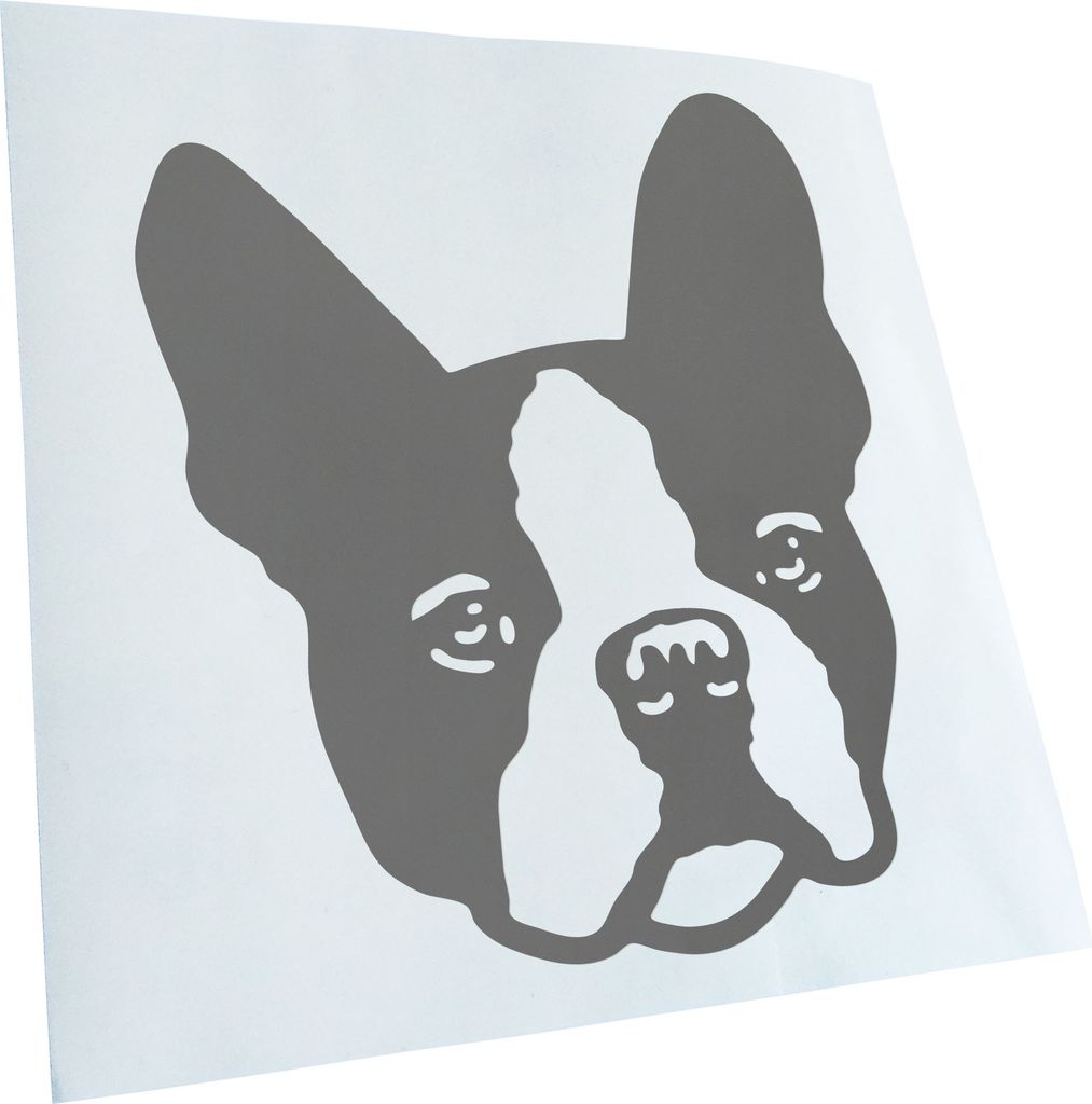Kiwistar - Autoaufkleber - Boston Terrier Hund - Grau - 60x50cm - Aufkleber für Auto, Laptop, Fahrrad, LKW, Motorrad mehrfarbig JDM Decal Racing