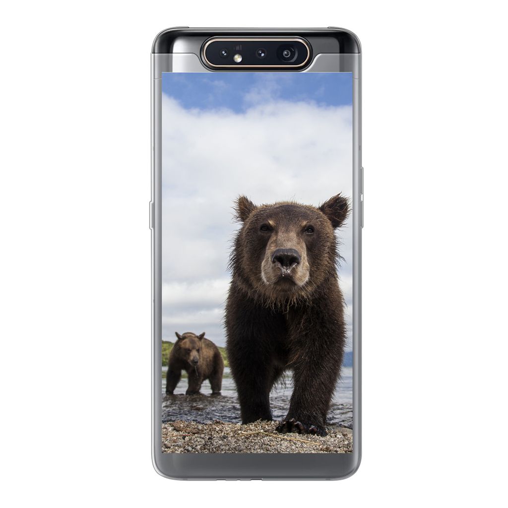 MuchoWow Handyhülle Schutzhülle Hülle für Samsung Galaxy A80 Bär - Küste - Wasser Silikon Softcase Handy Hülle - Schutzdeckel