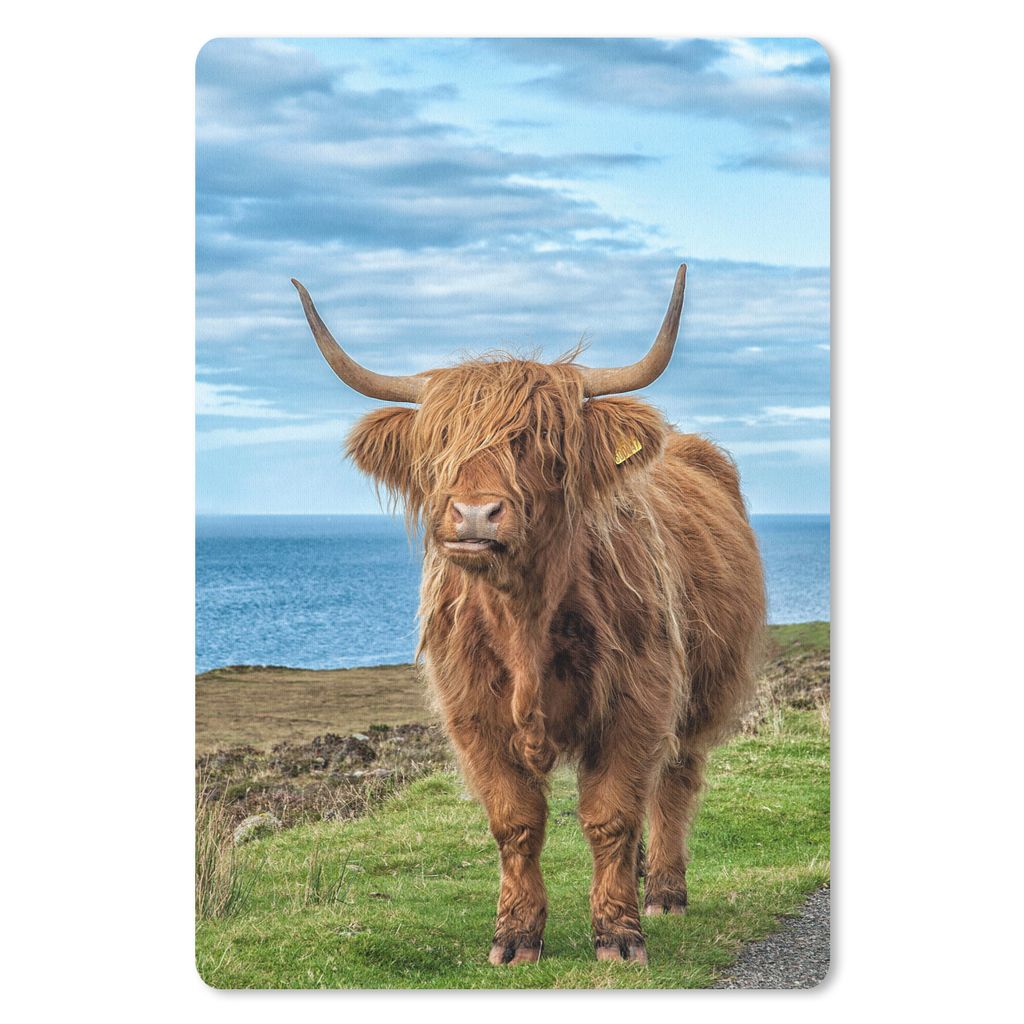 MuchoWow Mauspad Mousepad Schottischer Highlander - Wasser - Hörner 40x60 cm - Mousepads - Maus Mat - Pad - Mausunterlage - Schreibtisch Accesoire