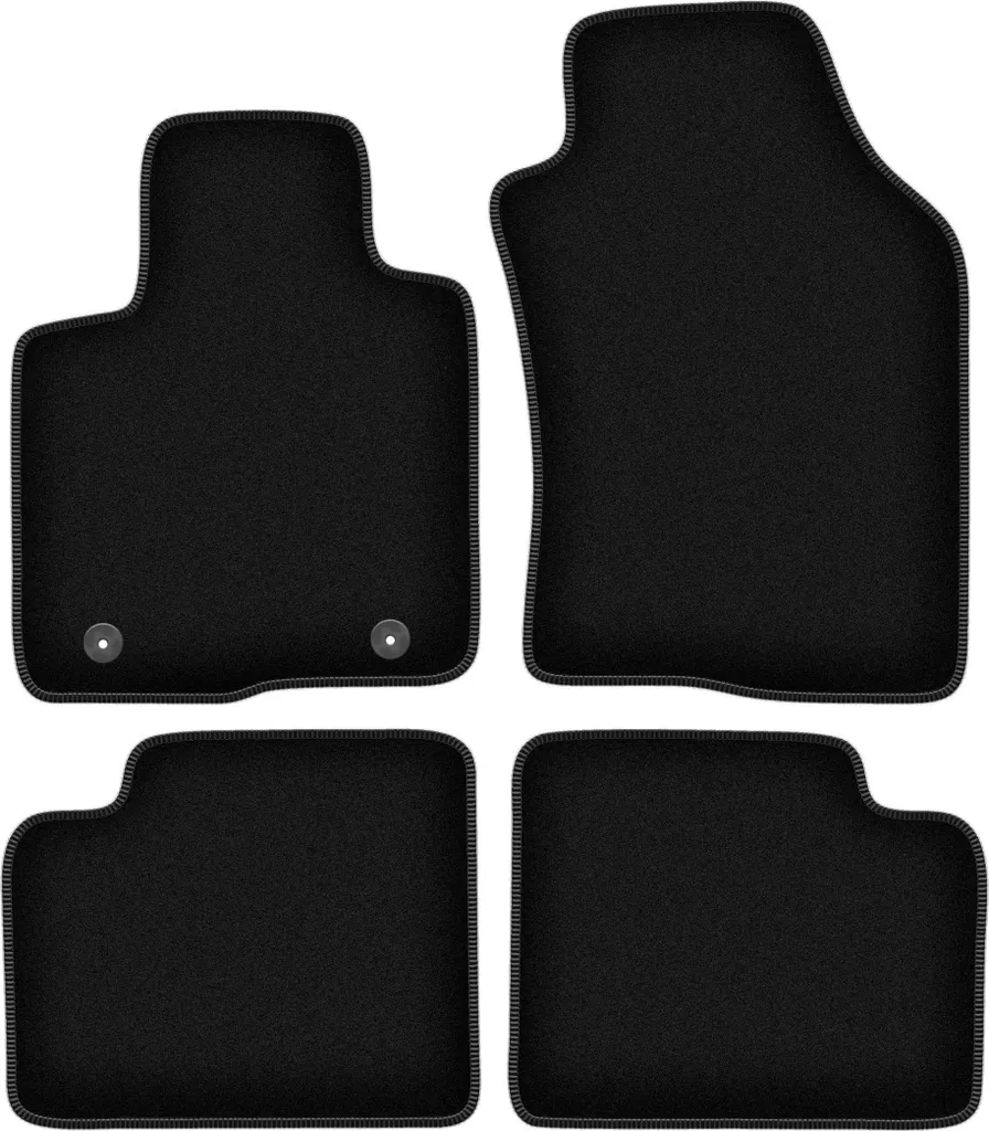 Tappetini in velluto per Lancia Ypsilon III (2011-, hatchback) neri, set 4 pz, con fissaggi
