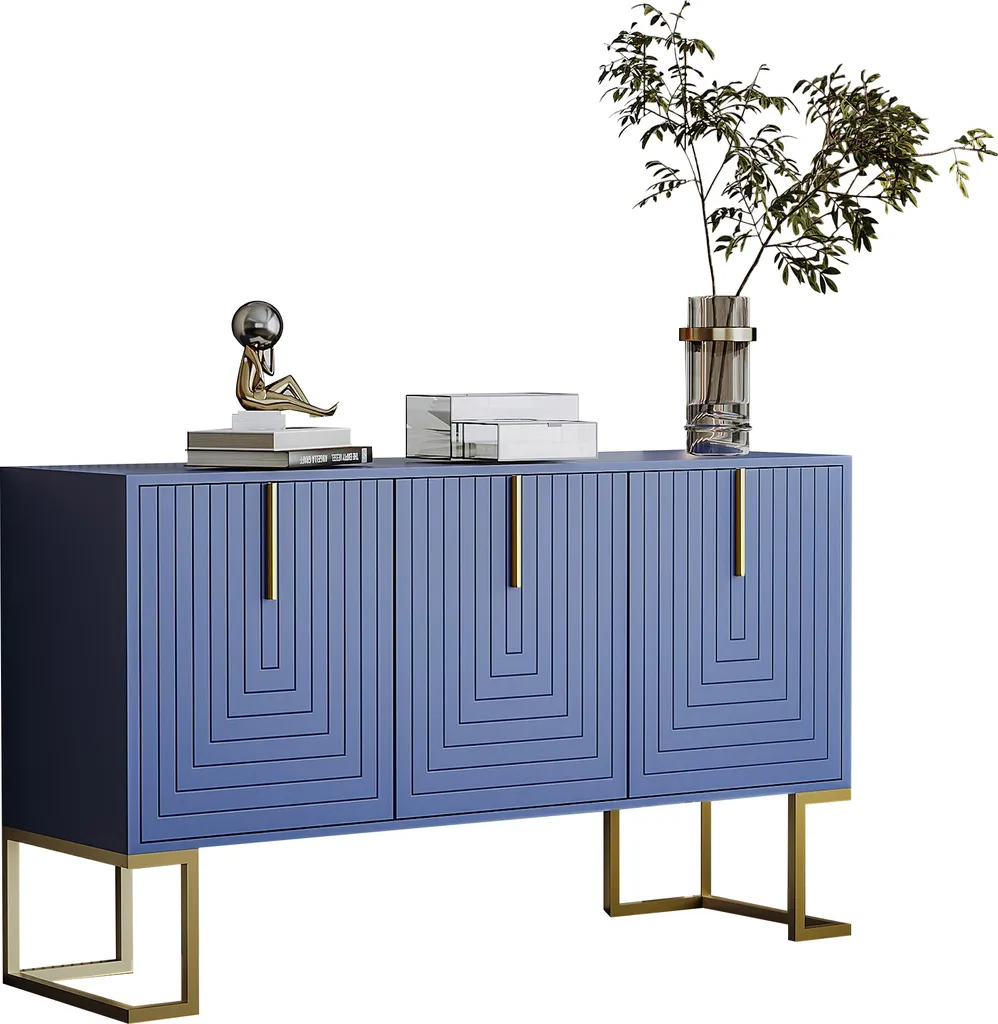 Meuble Buffet 138cm Bleu : Rangez Tout Facilement avec ce Sideboard Chic - 9