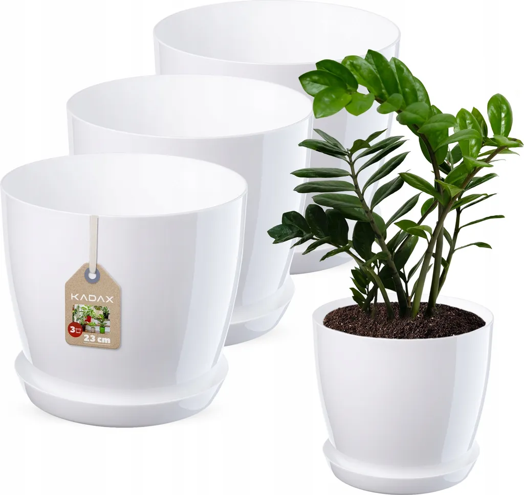Pot de fleurs avec soucoupe anti-fuite KADAX Agen 23 cm blanc en lot