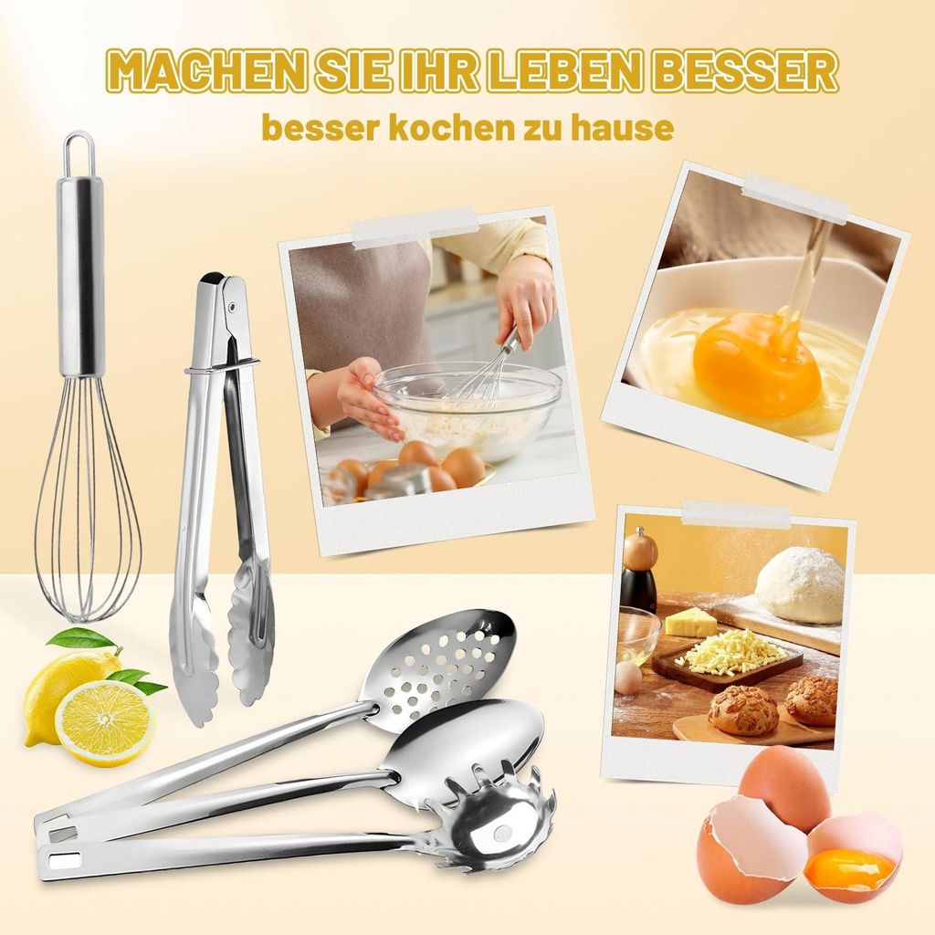 Solidchoice – 9-teiliges Küchenutensilien-Set aus Edelstahl