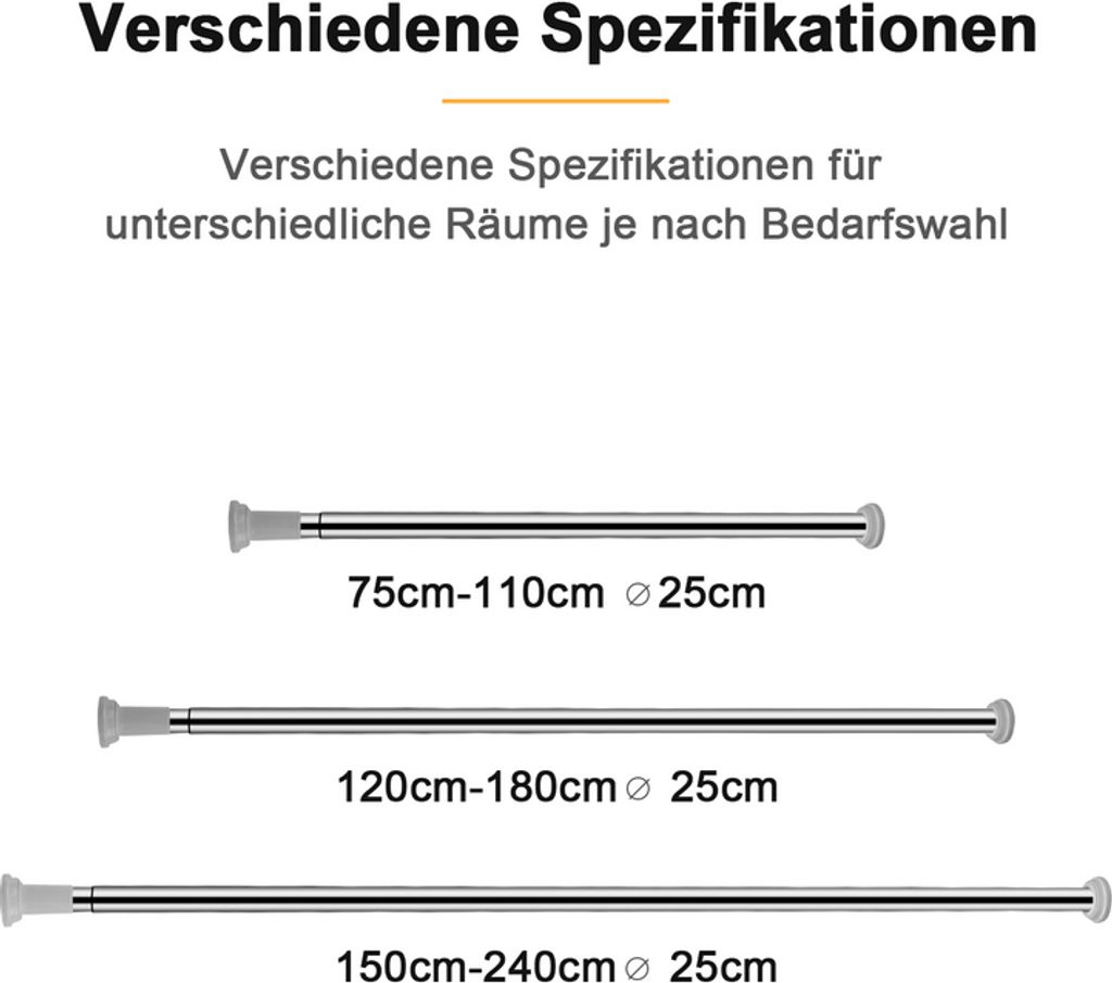 Lospitch Teleskopstange Edelstahl 110-200CM Produktbild 7