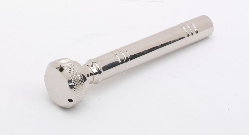 Taschenaspergill Länge 12,5 cm, Messing vernickelt silber, Taschenaspergil wird mit Kunstleder-Etui geliefert