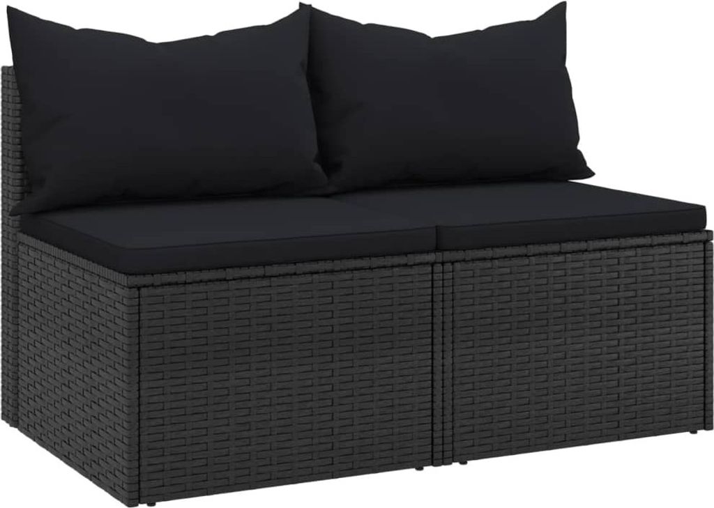 vidaXL Sofa ogrodowa z poduszkami 2 szt. czarny polirattan Zdjęcie produktu 