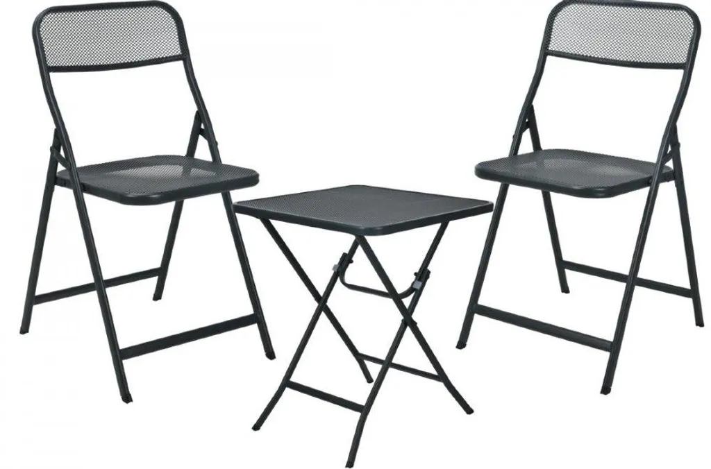 Salon de jardin pliant table et 2 chaises en bois d'acacia huilé