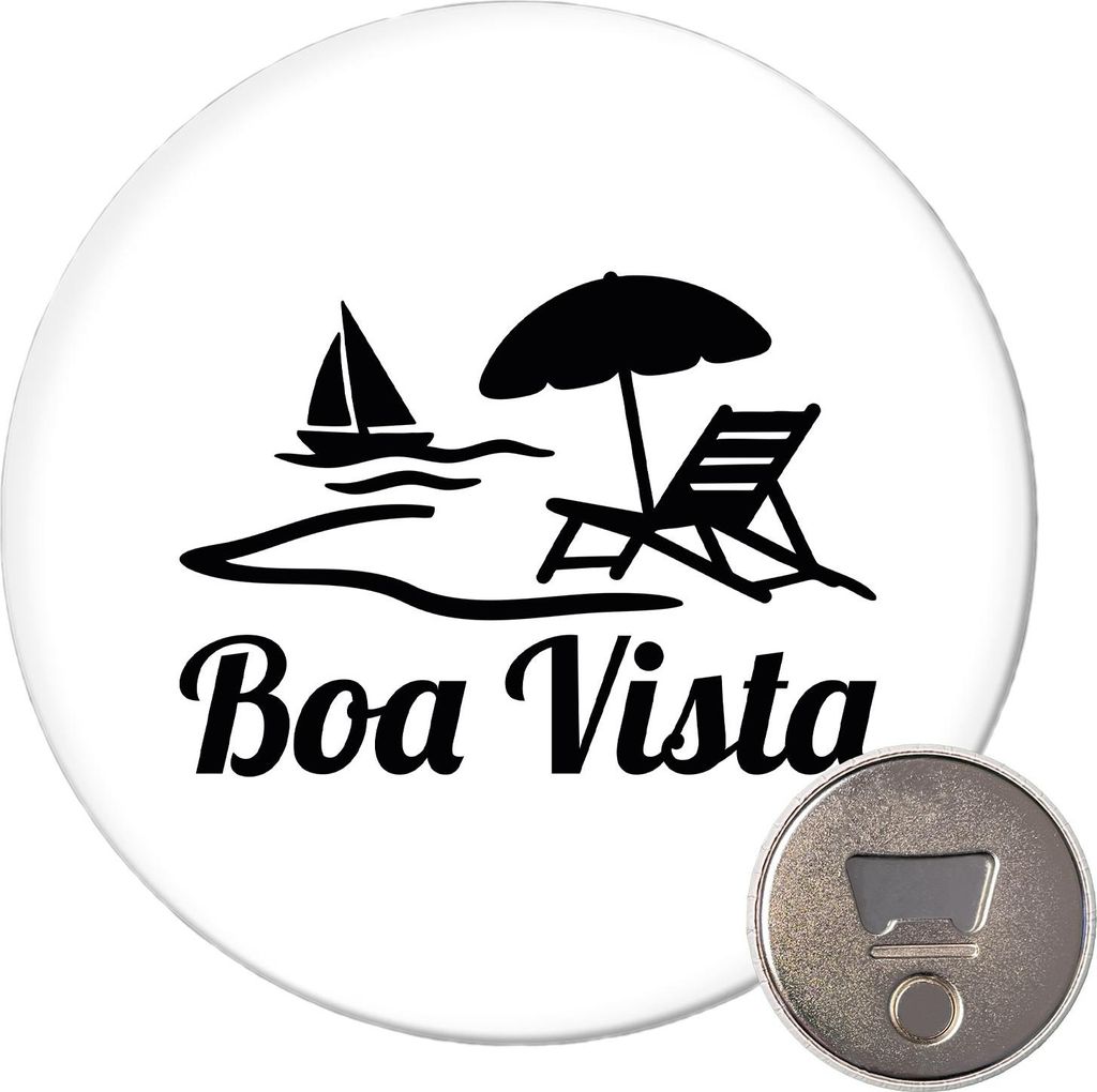 Huuraa Magnet Boa Vista Inselmotiv Kap Verde 59mm Kühlschrankmagnet rund Flaschenöffner Geschenkidee