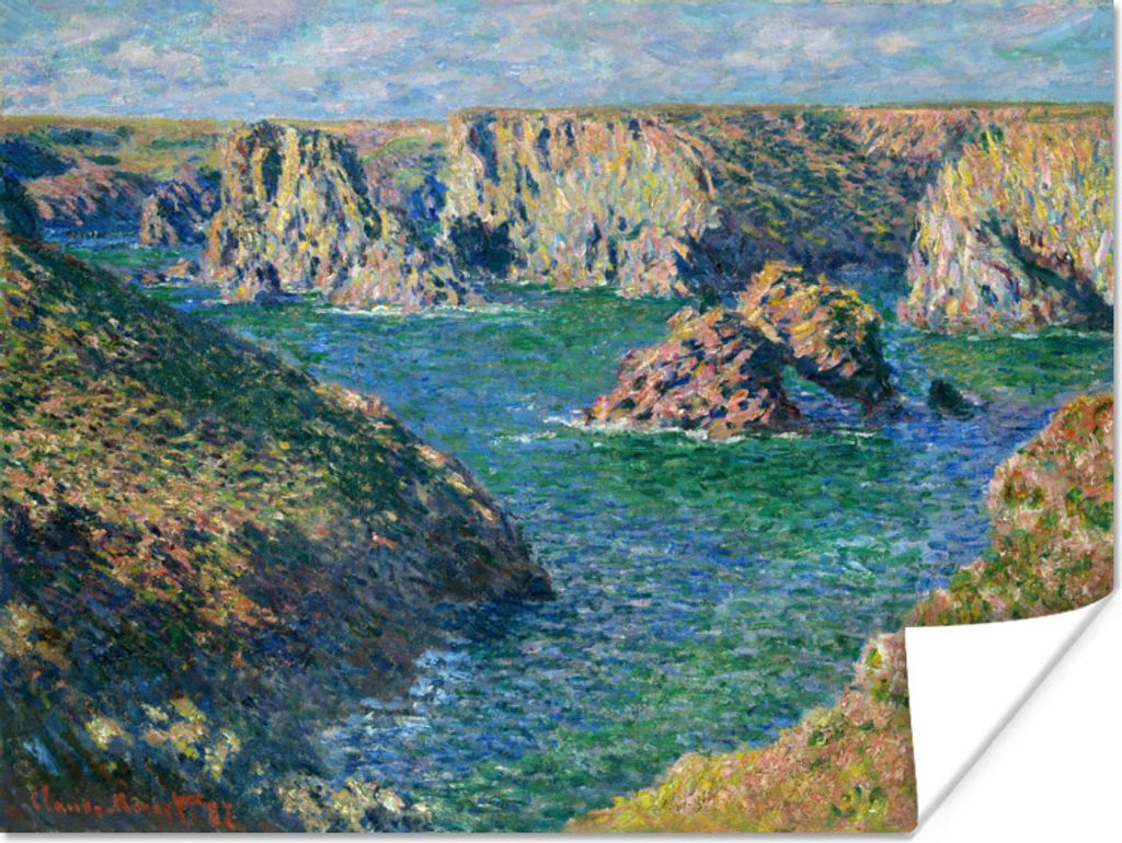 MuchoWow Poster Klippen bei Belle-Ile - Gemälde von Claude Monet 120x90 cm - Wandbild