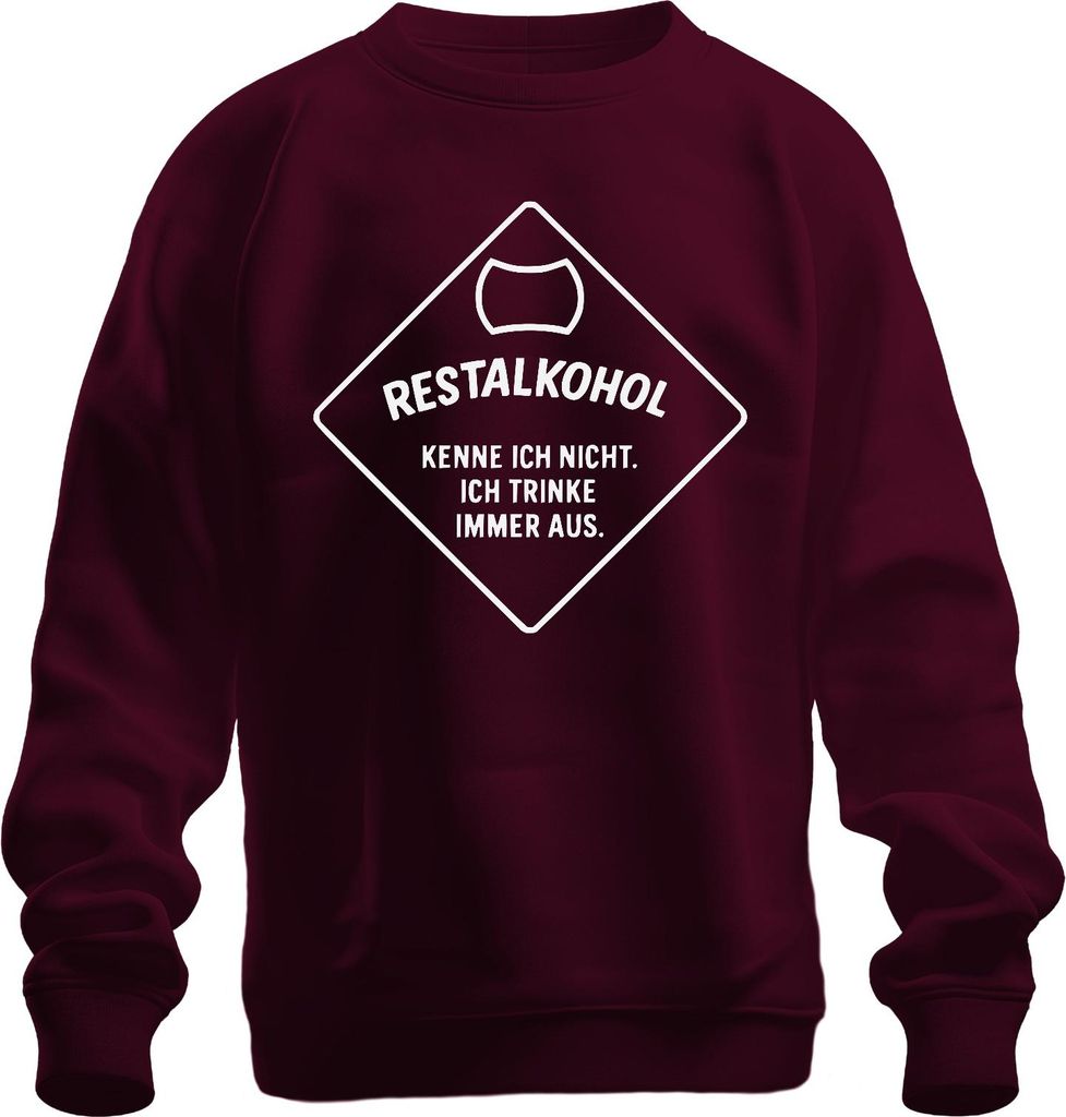 Restalkohol kenne ich nicht ich trinke lustig bier spruch party Uni Sweatshirt Pullover, Burgundy, 3XL