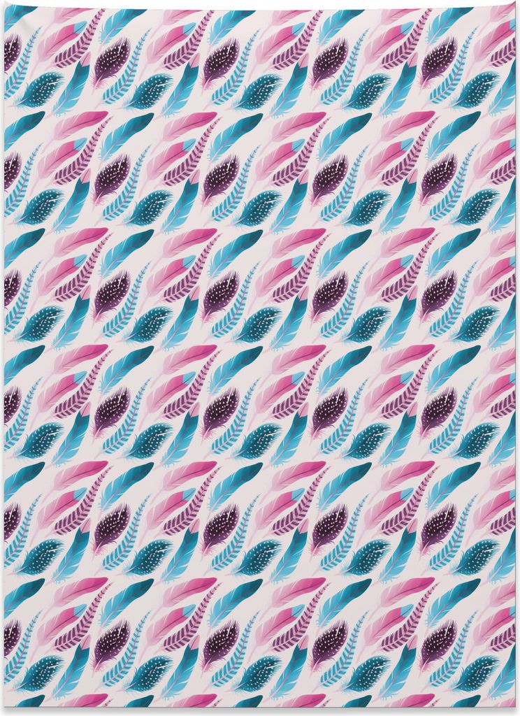 Abakuhaus Feder Wandteppich, Böhmische Volksvögel aus Weiches Mikrofaser Stoff Kein Verblassen Klare Farben Waschbar, 110 x 150 cm, Benzinblau Ro...