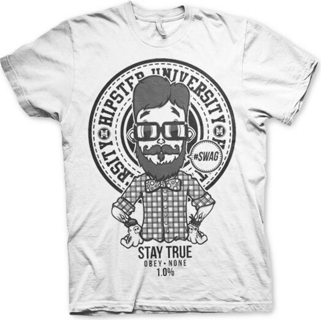 Hipster University T-Shirt - Large - White