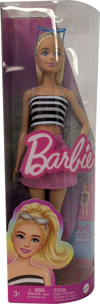 Bábika Barbie Fashionistas s pruhovaným topom, ružovou Obrázok produktu 