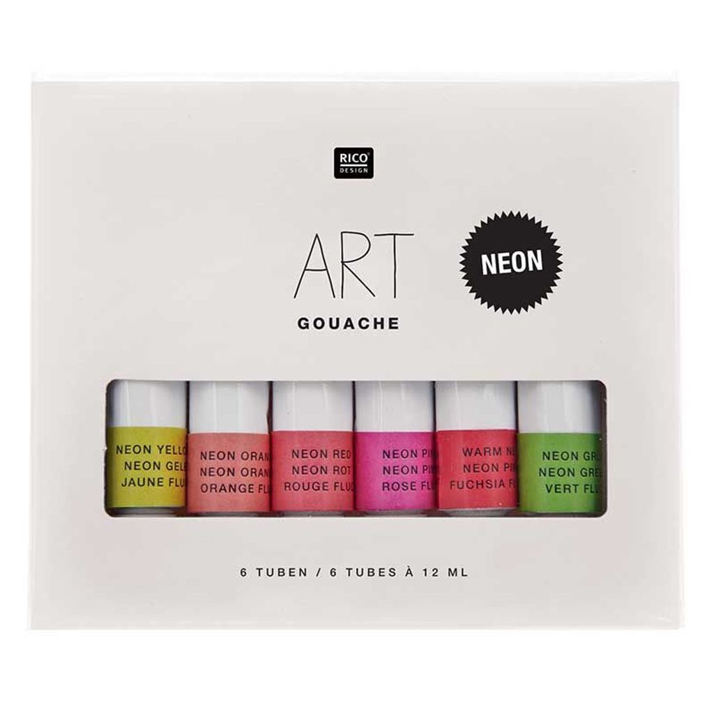 Gouachefarben-Set - Fluo-Farben - 6 x 12 ml