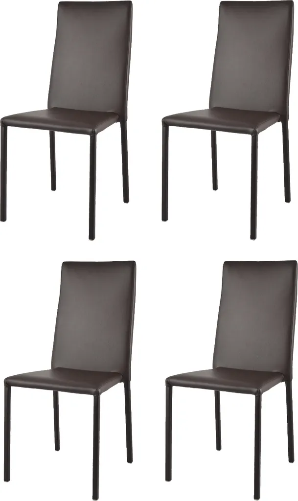 Tommychairs Julia Lot de 4 Chaises Empilables en Similicuir Moka Design