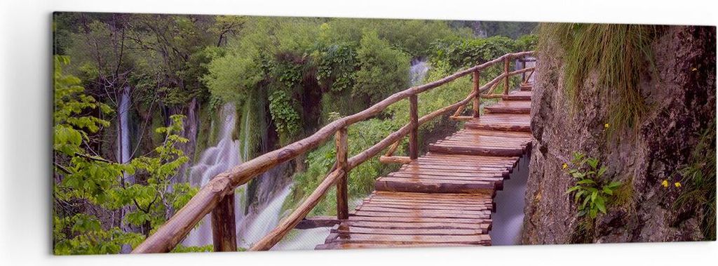 Bild auf Leinwand - Leinwandbild - Park Natur Wasser - 160x50cm - Wand Bild - Wanddeko - Wandbilder - Leinwanddruck - Bilder - Kunstdruck - Wanddek...