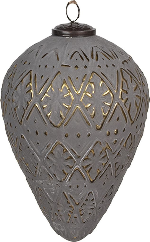 Clayre & Eef Weihnachtskugel 15 cm Grau Glas