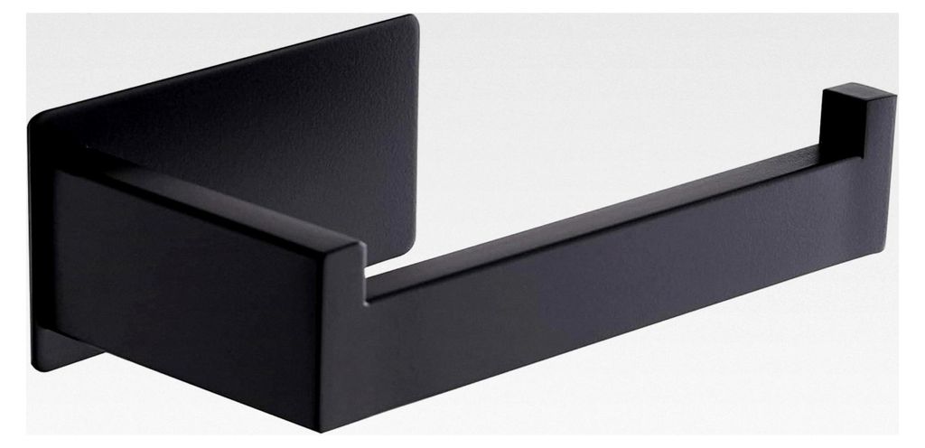 Toilettenpapierhalter ohne Bohren, schwarzer Klorollenhalter aus Edelstahl, WC Papier Halterung mit Kleber für das Badezimmer