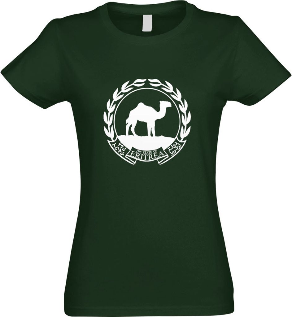 Kiwistar - T-Shirt tailliert - Damen - flaschengrün - Eritrea Wappen - mit Motiv Bedruckt - Funshirt Design - Sport - Freizeit - Damen - XL