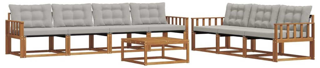vidaXL Outdoor-Sofagarnitur mit Kissen 8 pcs Natürlich und Hellgrau