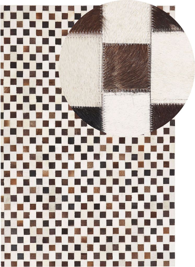 BELIANI Teppich Braun/Beige Kuhfell rechteckig 140 x 200 cm Patchwork Lederteppich für Wohnzimmer Schlafzimmer Flur Salon Esszimmer