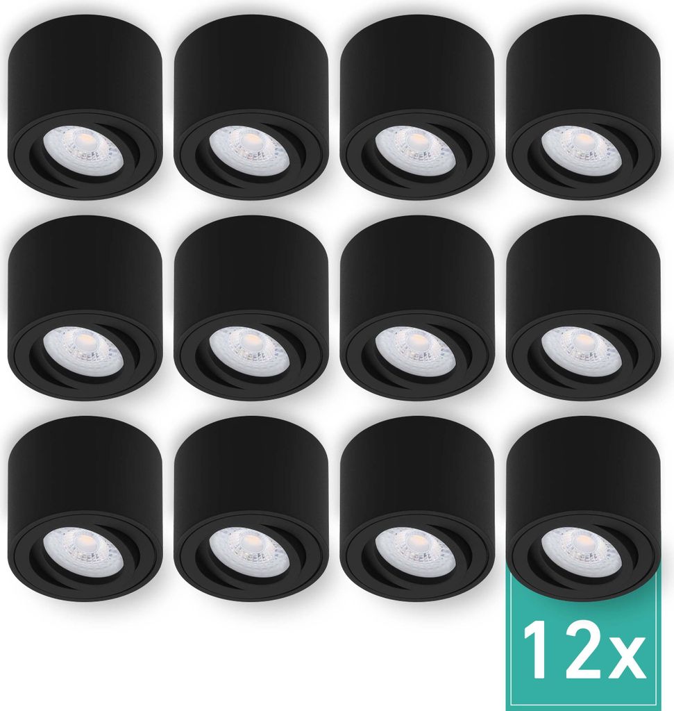 12er Set Oktaplex Aufbaustrahler Alu flach & schwenkbar Produktbild 