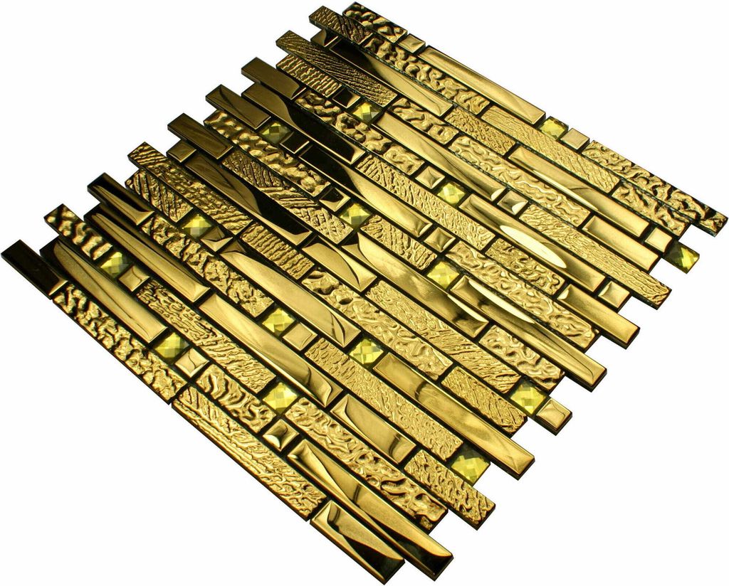 Goldglasmosaik, Kristallgoldmosaik, moderne Goldmosaikwand Produktbild 