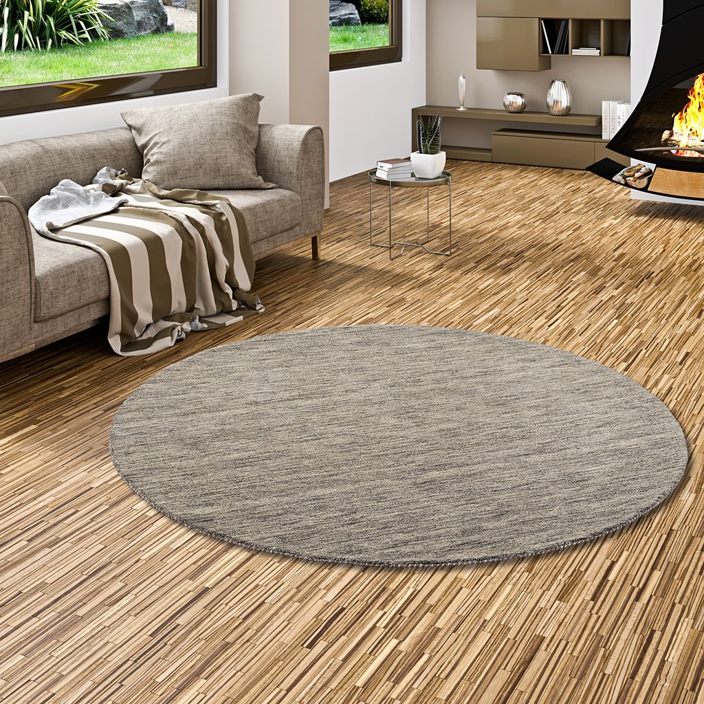 Natur Teppich Indo Gabbeh Ella Anthrazit Rund, Größe:200 cm Rund