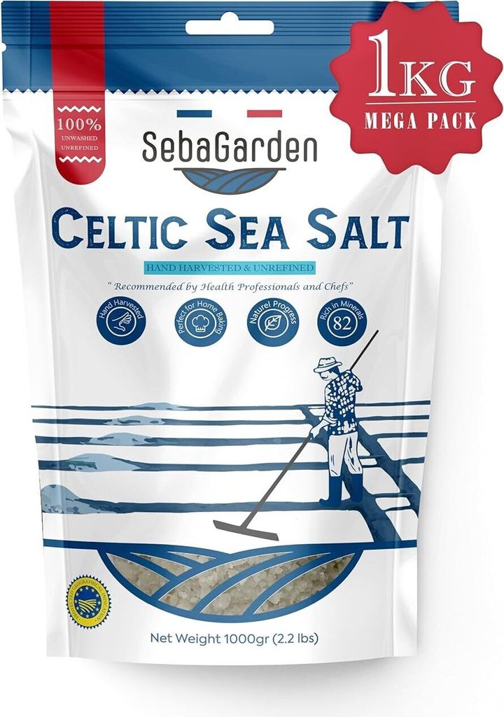 Keltisches Meersalz, Salz 1 kg, Handgeerntetes Keltensalz, 82 essentielle Mineralie, Mineralreiches Keltisches Meersalz, Natürliches, Celtic Sea Salt