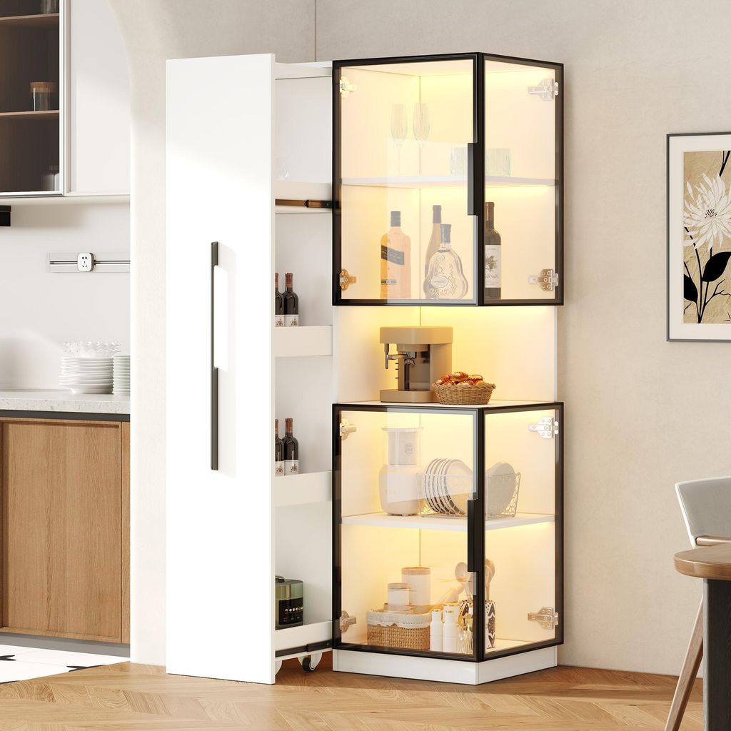 MODFU Doppelglas-Glasvitrine,Hochschrank Produktbild 