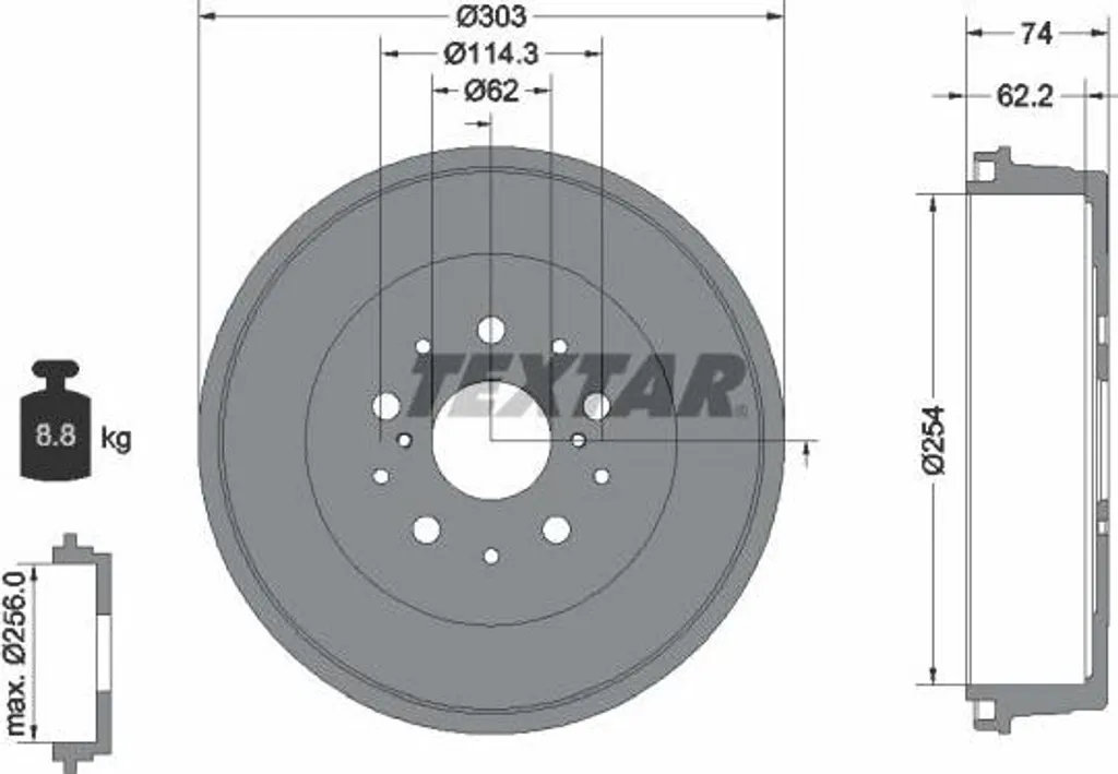 Tambour de frein Textar 94038600 : stoppe les vibrations sur Hilux OE