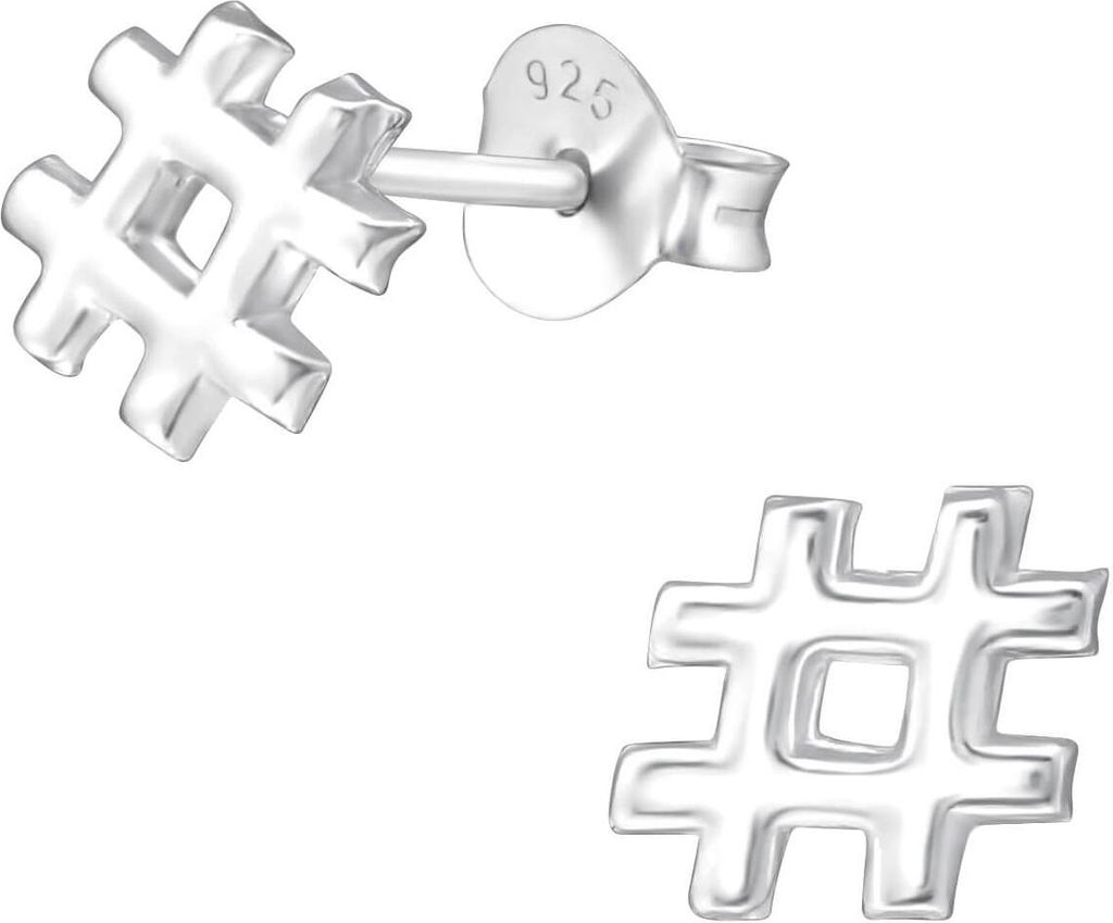 Ohrstecker 925 Sterling Silber mit Hashtag