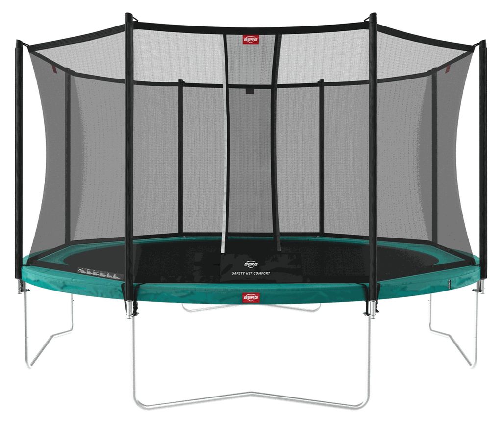 BERG Trampolin Favorit Regular 380 + Sicherheitsnetz Comfort Stahlrahmen Grün