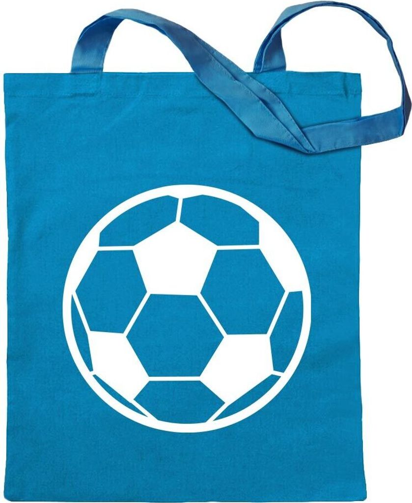 Kiwistar - Baumwolltasche - hellblau - Fußball - Tragetasche Stoffbeutel Umhängetasche langer Henkel