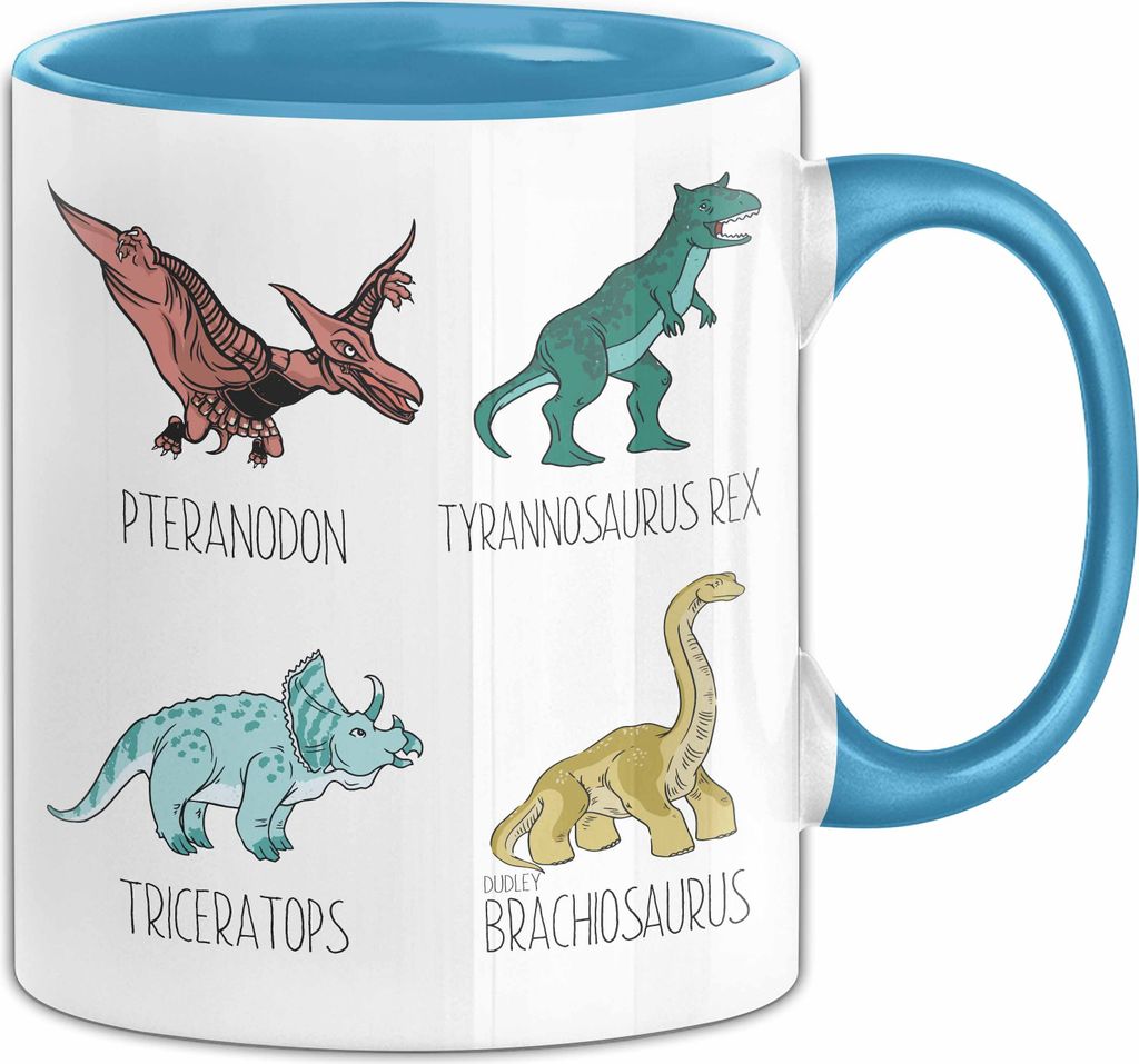 Arten Von Dinosauriern Tasse Geschenk Für Jungs Dinos T-Rex Jungen Mädchen Dinos Tyrannosaurus (Blau)