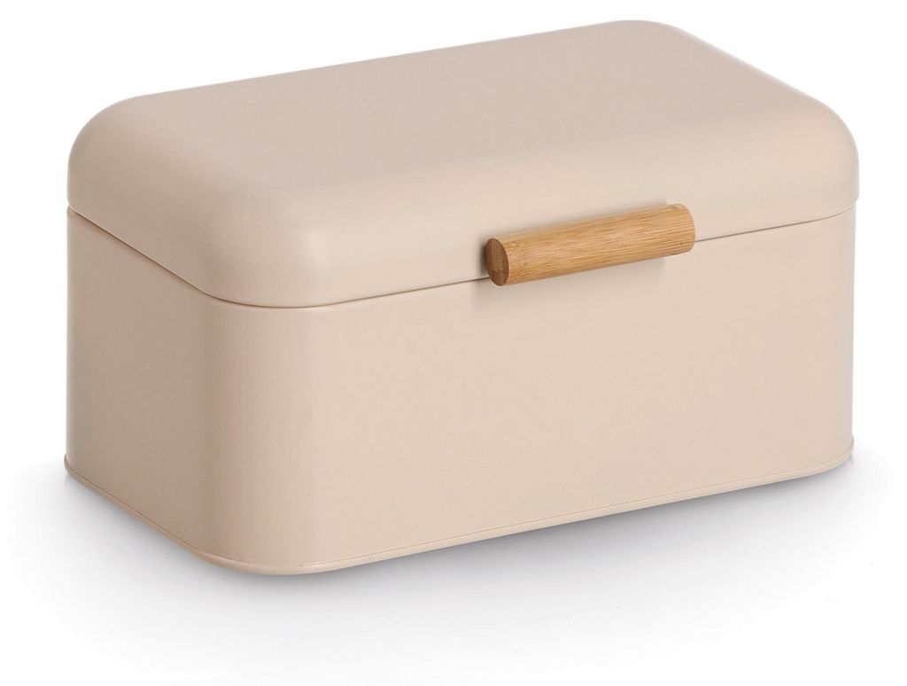 ZELLER 25416 Brotkasten, Metall/Bambus, beige, ca. 30,5 x 20 x 15 cm