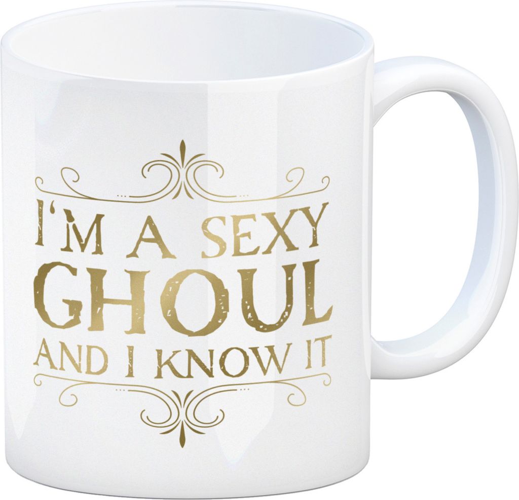 Kaffeetasse mit sexy Zombie und Spruch - I'm a sexy ghoul and I know it