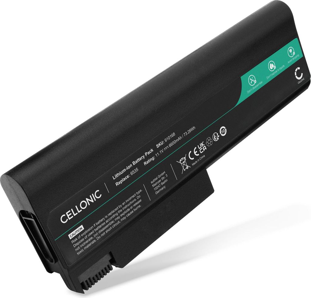 CELLONIC 1x Akku für Notebook Kompatibel mit HP EliteBook 6550B, EliteBook 8440p, ProBook 6550b, TD06 - (6600mAh, 11.1V)