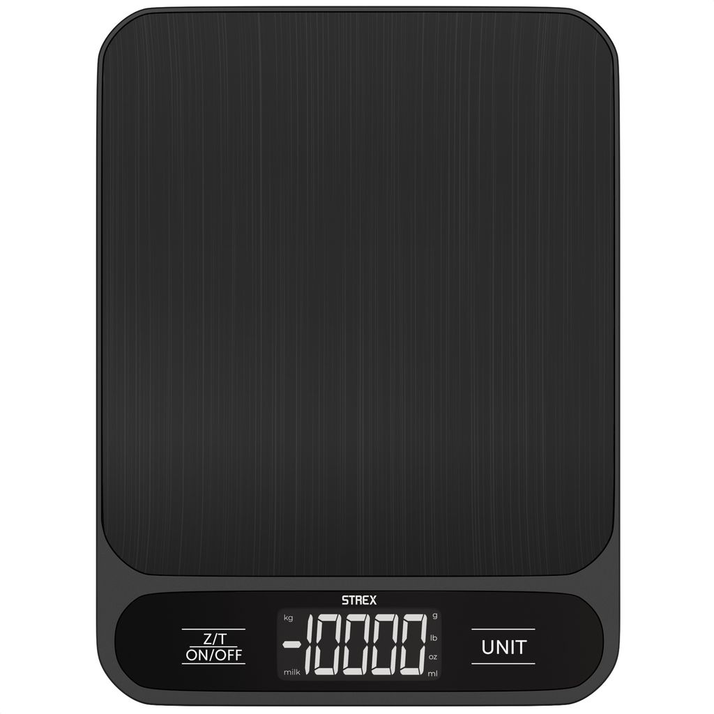 Strex Küchenwaage Digital - Küchenwaage - 1g bis 10kg - Tara-Funktion - Inklusive Batterien - Schwarz