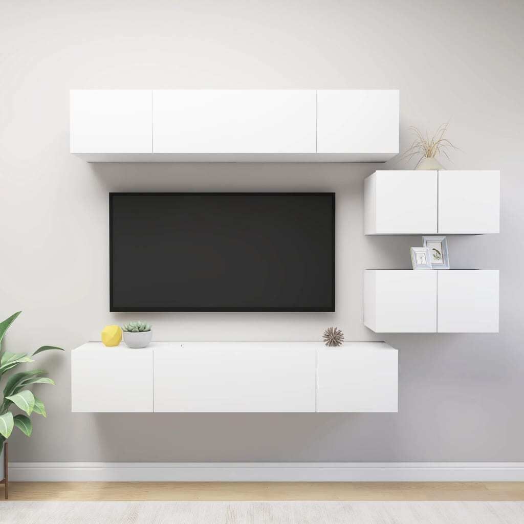 "2024"cloris 6-tlg. TV-Schrank-Set Weiß Holzwerkstoff - TV-Schränke CHY74002252