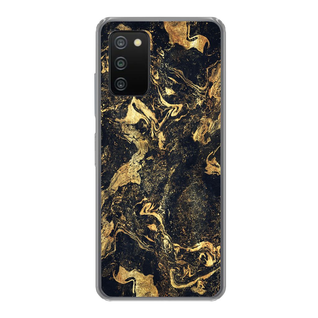 MuchoWow Handyhülle Schutzhülle Hülle für Samsung Galaxy A03s Marmor - Luxus - Gold Silikon Softcase Handy Hülle - Schutz