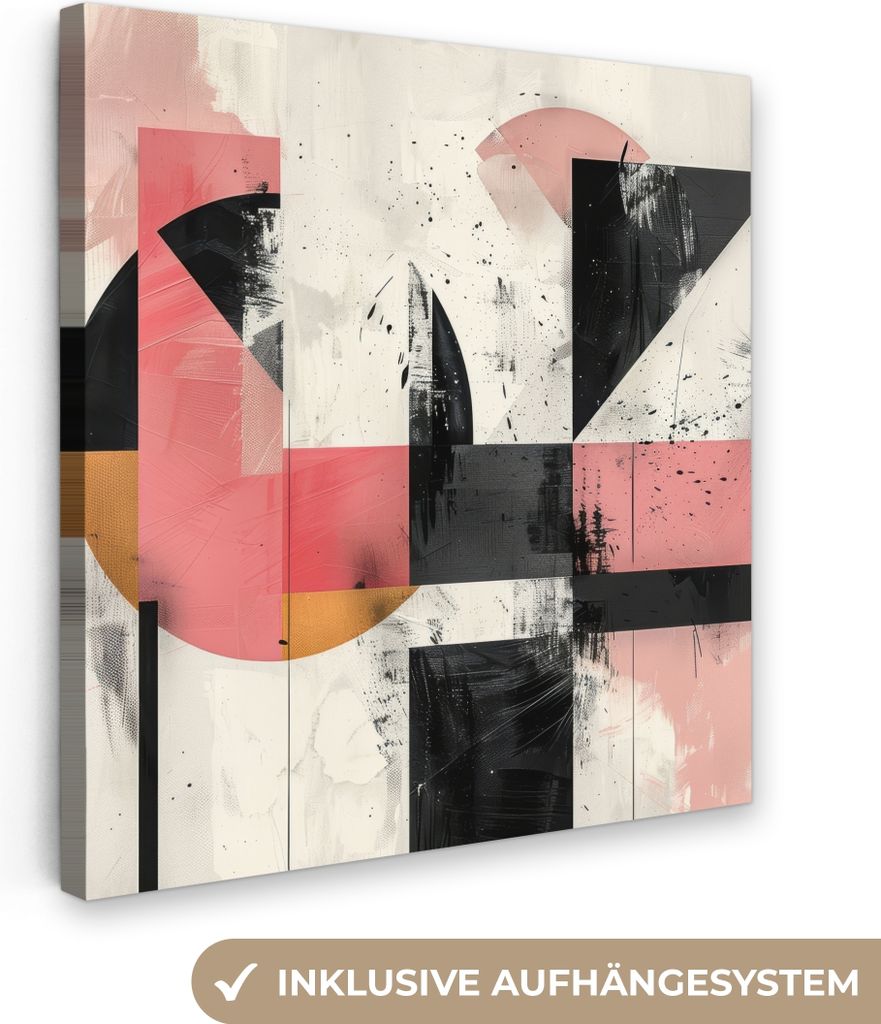 MuchoWow - Leinwandbilder - Rosa - Abstrakt - Ästhetisch - Modern - Formen, Wandbild, Wanddeko Bilder Wohnzimmer, 20x20 cm