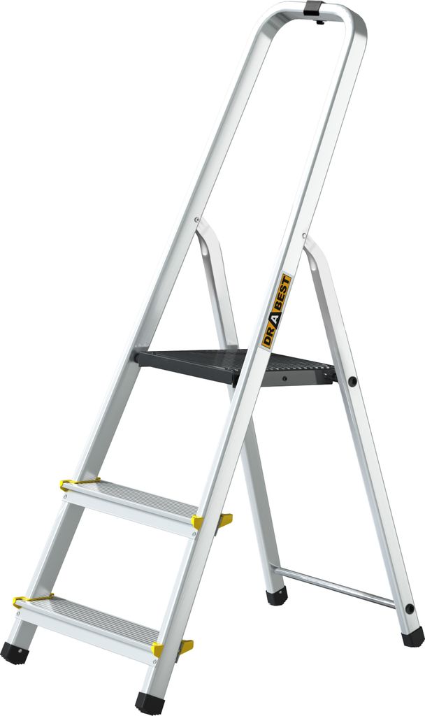Drabest | Leiter - Mehrzweckleiter PRO - 3-stufig - Trittleiter - Aluminium - stabil und sicher - mit Haken - Tragkraft 150 kg