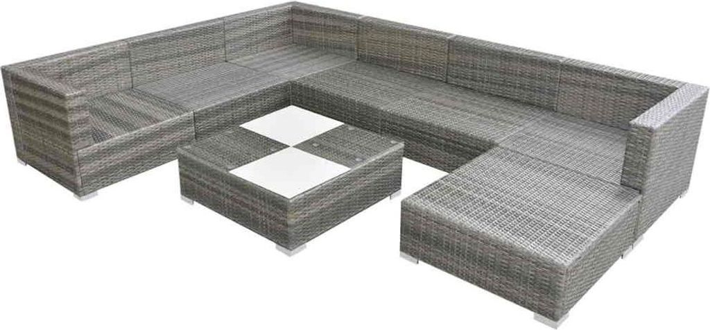 vidaXL 8-tlg. Garten-Lounge-Set mit Auflagen Poly Rattan Grau