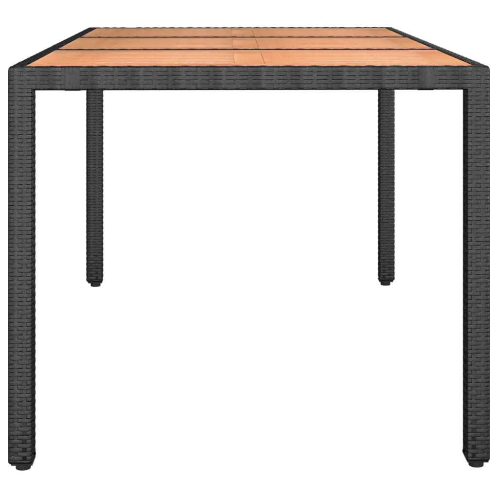 Table de Jardin Robuste en Bois et Poly Rotin Résistant aux Intempéries